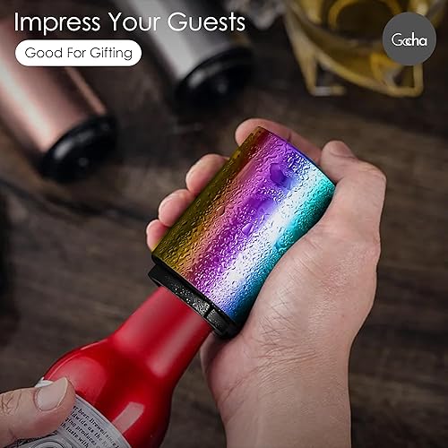 Miniatura 7 de GOCHA  Abrebotellas magnético con receptor automático de tapas  Abrebotellas de cerveza y soda de acero inoxidable de alta calidad  Diseño de empuje