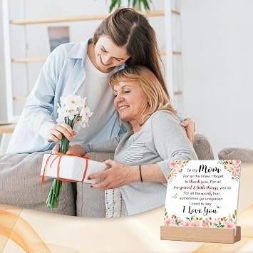 Mom Ceramic Plaque - Mother's Day Gifts for Mom from Daughter, Son - Valentine Christmas Birthday Gifts Ideas for Moms, Step Moms, Mama - Mother Appreciation Sign, Thank You Mum Plaque Home Decoration