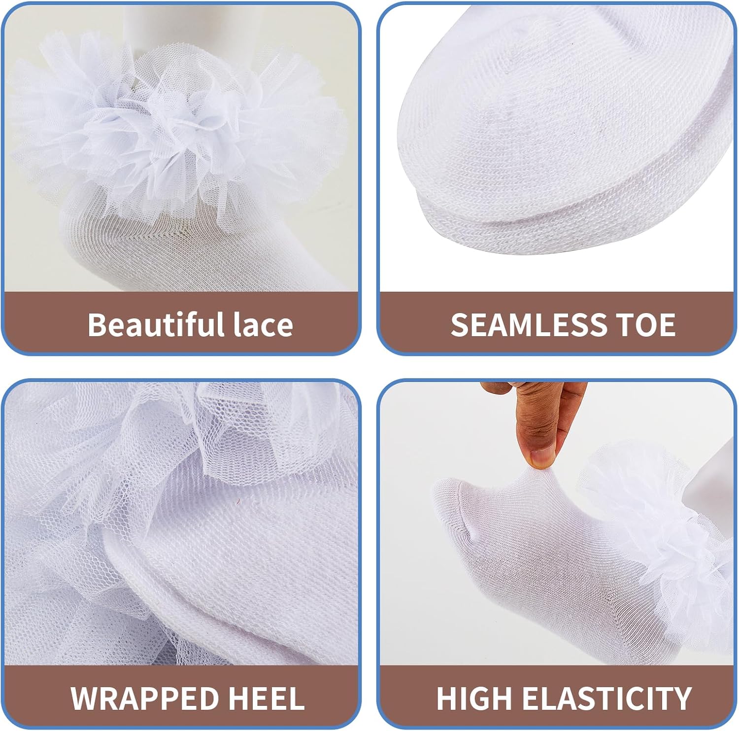 Grils Ruffle Socks Toddler Double Frilly Fluffy Princess Dress Cotton Sock Tutu Socks for Girls/Baby/Toddler - Image 4