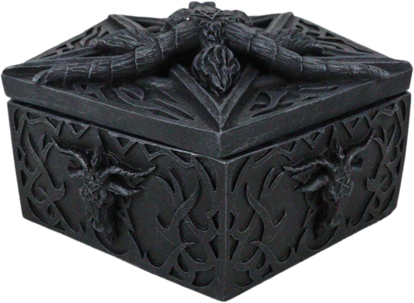 Ebros Gift Sacred Symbol Pentacle Pentagram Sabbatic Goat Baphomet Multi Purpose Decorative Jewelry Box Knights Of Templar Sigil Goat Of Mendes Keepsake Trinket Stash Boxes