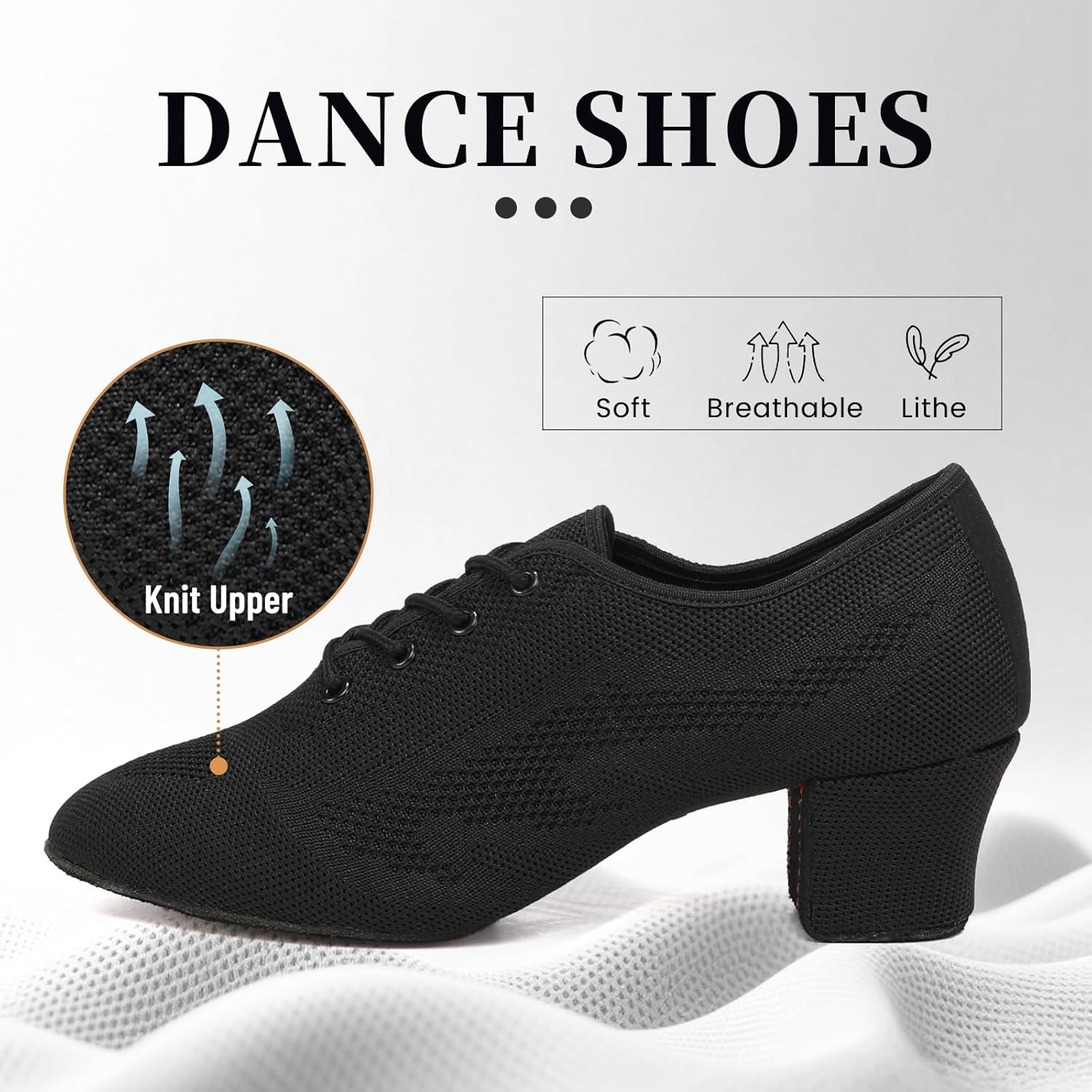 DYZSYIM Women's Ballroom Dance Shoes Lace-up Modern Salsa Teaching Practice Performance Dancing Shoes,Model HD01