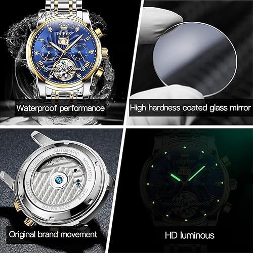 Miniatura 5 de OLEVS Juego de relojes mecánicos automáticos para parejas, reloj a juego para él y para ella, regalos del día de San Valentín