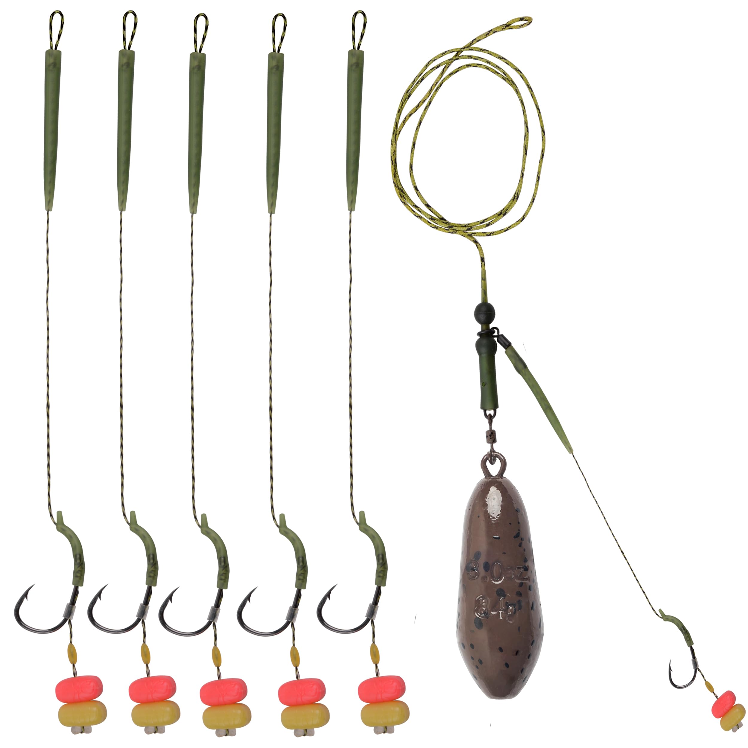 Carp Fishing Rigs Terminal Tackle Kit Hair Chod Helicopter Rig with Hooks Weights Swivel Snaps Sleeves Boilie Bait Rigs Setup Carp Fishing Accessories (Strip Sinker Rigs, 2.5oz_70g)