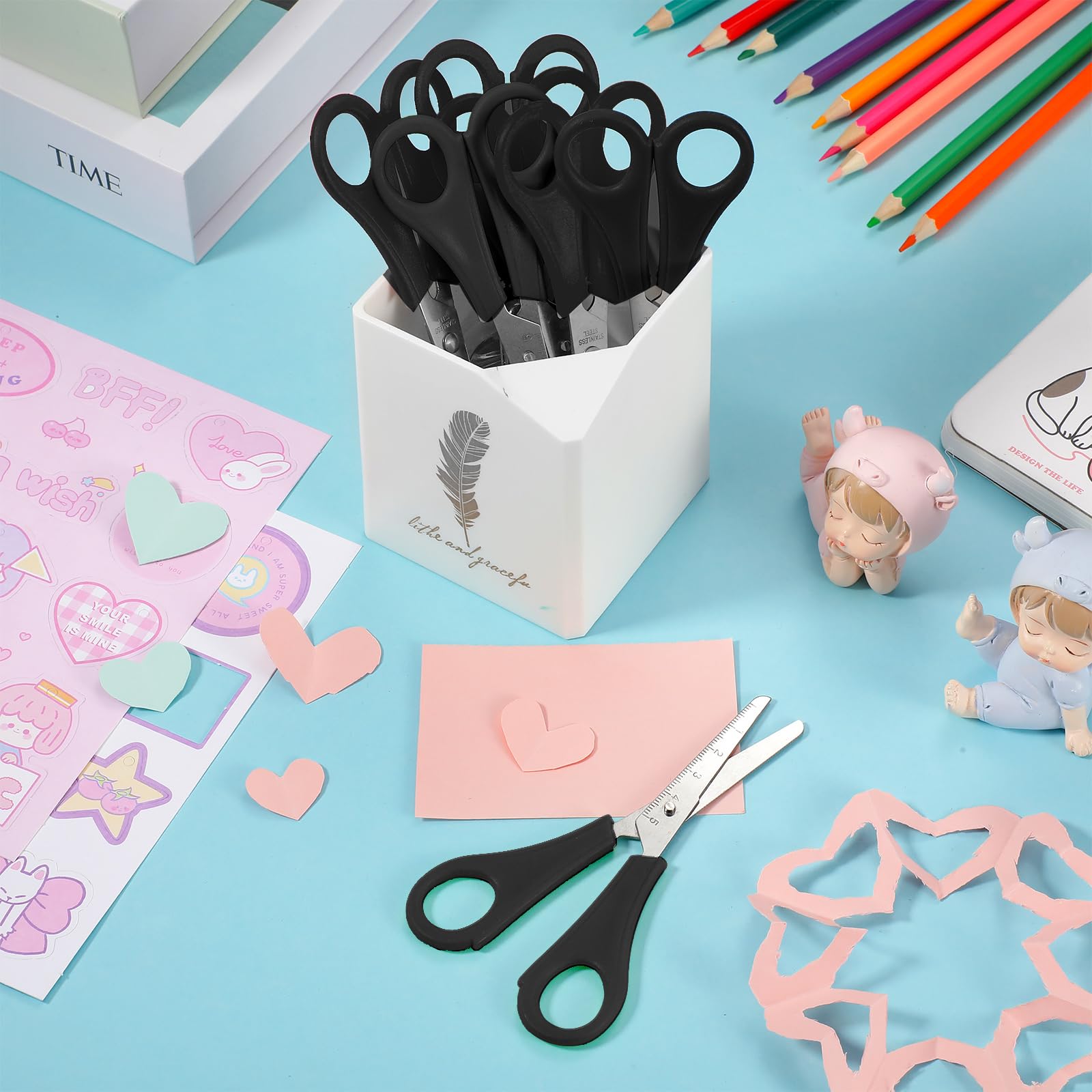Honoson 150 Stück Scheren, Großpackung 12,7 cm, stumpfe Spitze, Kindersicherheitsscheren, Großpackung, Allzweckschere für Schule, Klassenzimmer, Kindergarten, Primärhandwerksprojekte, Büro, Nähen