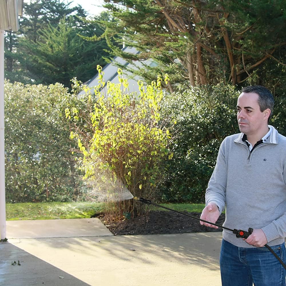 Woman spraying weeds on a path with the Multirex PowerJet 2