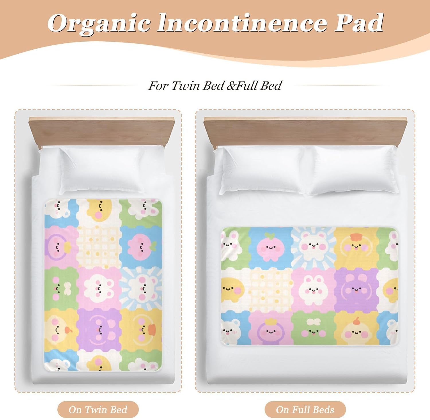 Cute Cartoon Childish Pattern Extra Large Resuable Training Pee Pads for Kids Waterproof Washable Diaper Changing Mat Slip-Resistant Cradle Mattress for Infant Baby , 52" L x 34" W