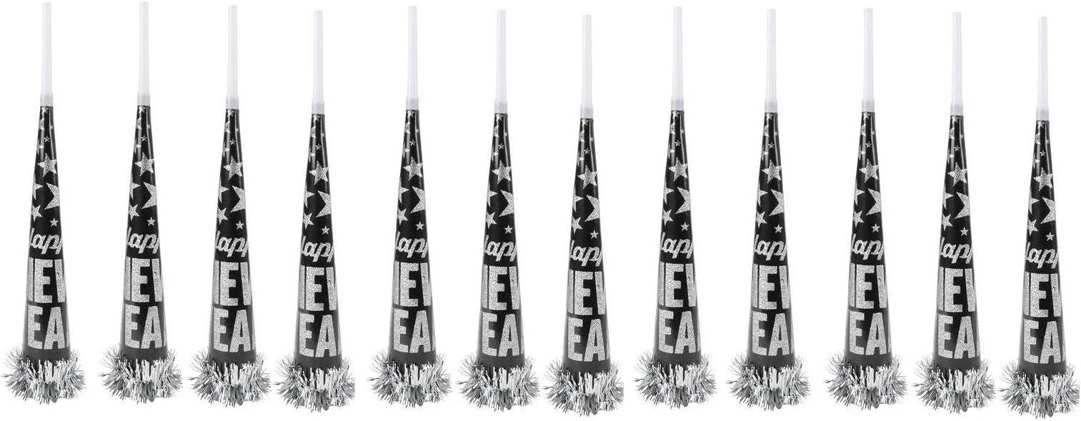 New Year Eve Xtra Large Foil Party Horns - 12 Pack