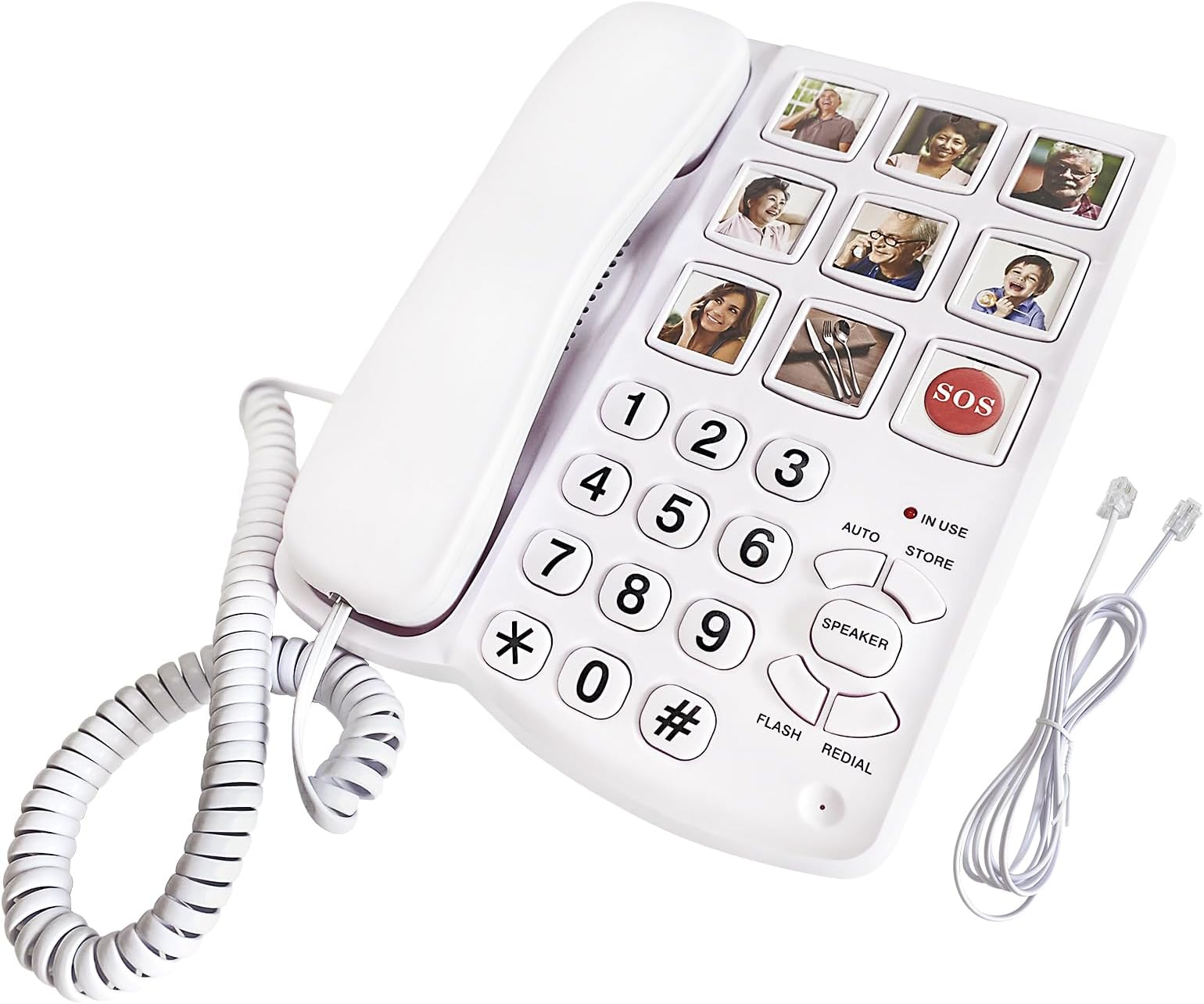 VDTGThere are Photo Type one Key Memory Dialing, which can Edit 9 one Key Memory Speed Dialing with Image, Desktop Large Key Wired Telephone with Speaker
