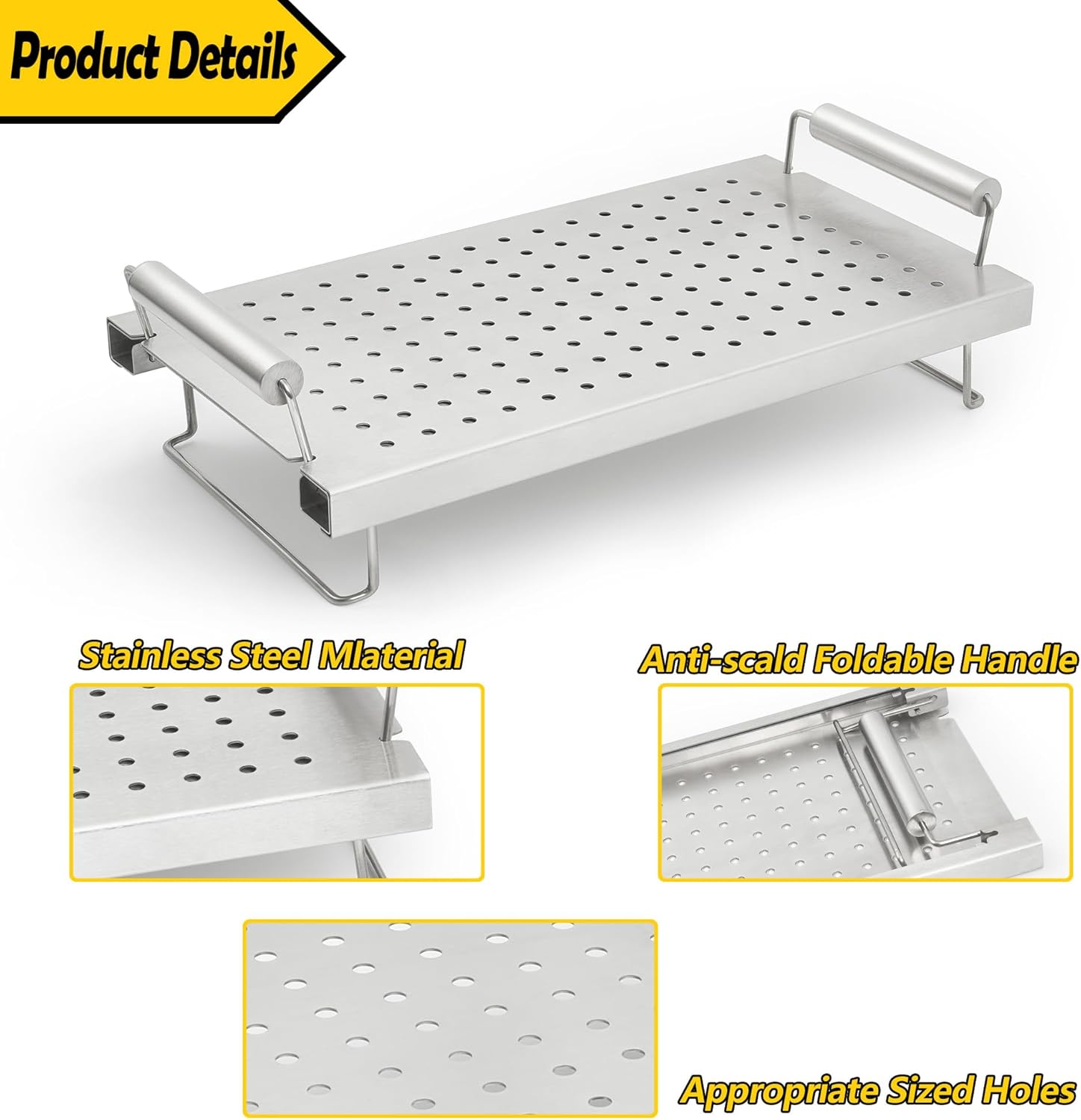 15"L to 25"L Adjustable Grill Warming Rack for Blackstone 28 17 22 36 Inch Griddle, Universal Stainless Steel Rack for Blackstone for Charbroil and Most Tabletop Flat-top Griddle Grills Accessories