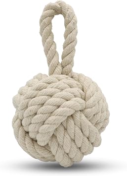 Decorative Door Stopper, Handmade Cotton Sailor Knot Door Stop with Handle, Heavy Weighted 4.4 lbs Doorstop for Bottom of Door, Farmhouse Nautical Home Decor for Bedroom Living Room