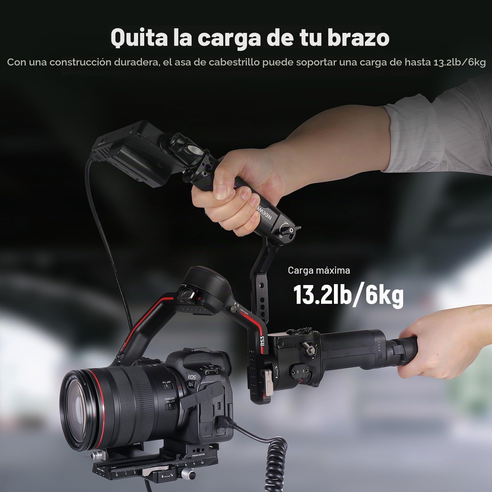 NEEWER RS4 RS3 Gimbal Sling Empuñadura Ajustable con Riel NATO, Compatible con dji RS4 RS4Pro RS3 RS3Pro RS3Mini RS2 RSC2 Ronin-S Ronin-SC para Tomas Angulo Bajo, Carga Máxima 13,2 LB, ST49