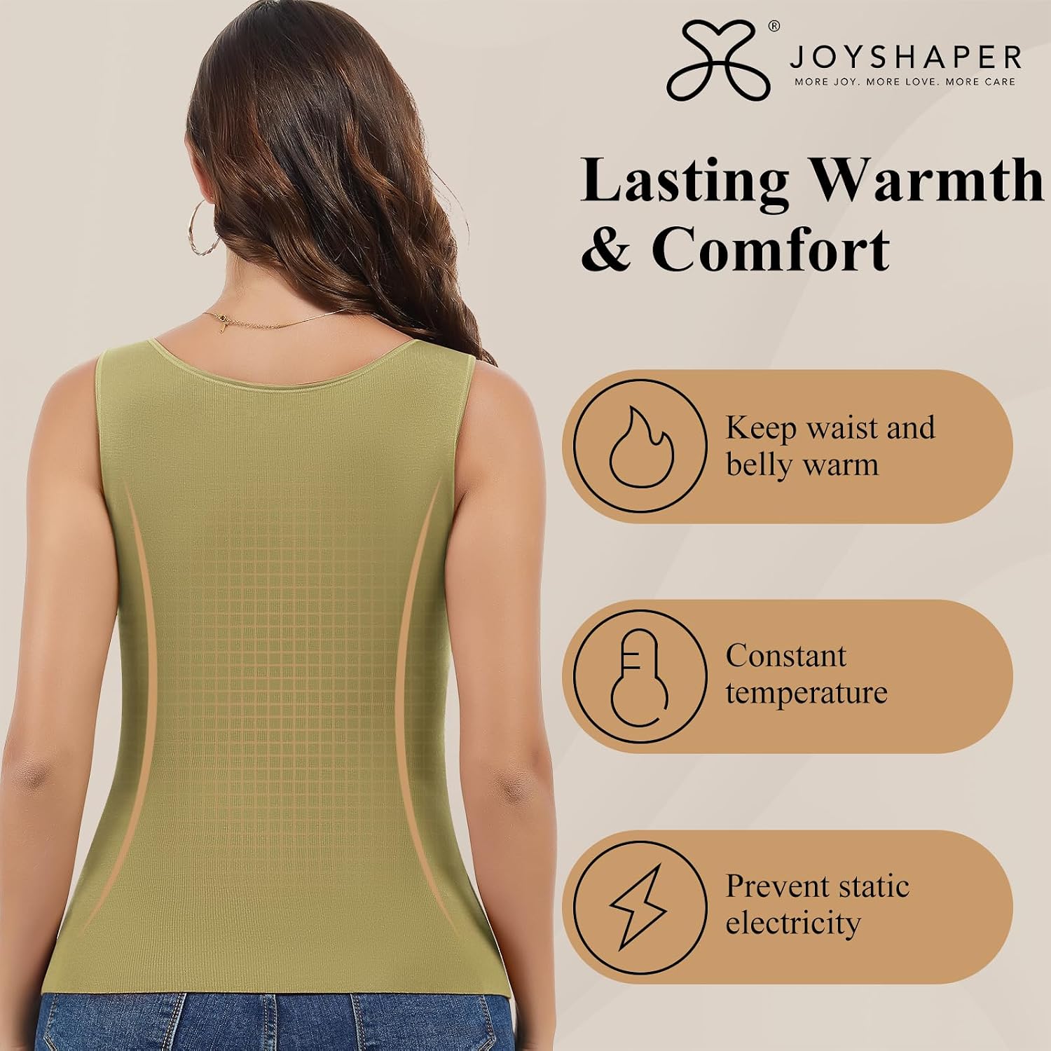JOYSHAPER Womens Thermal Tank Tops Fleece Cami Underwear Tops Sleeveless Undershirt Warm Base Layer Vest