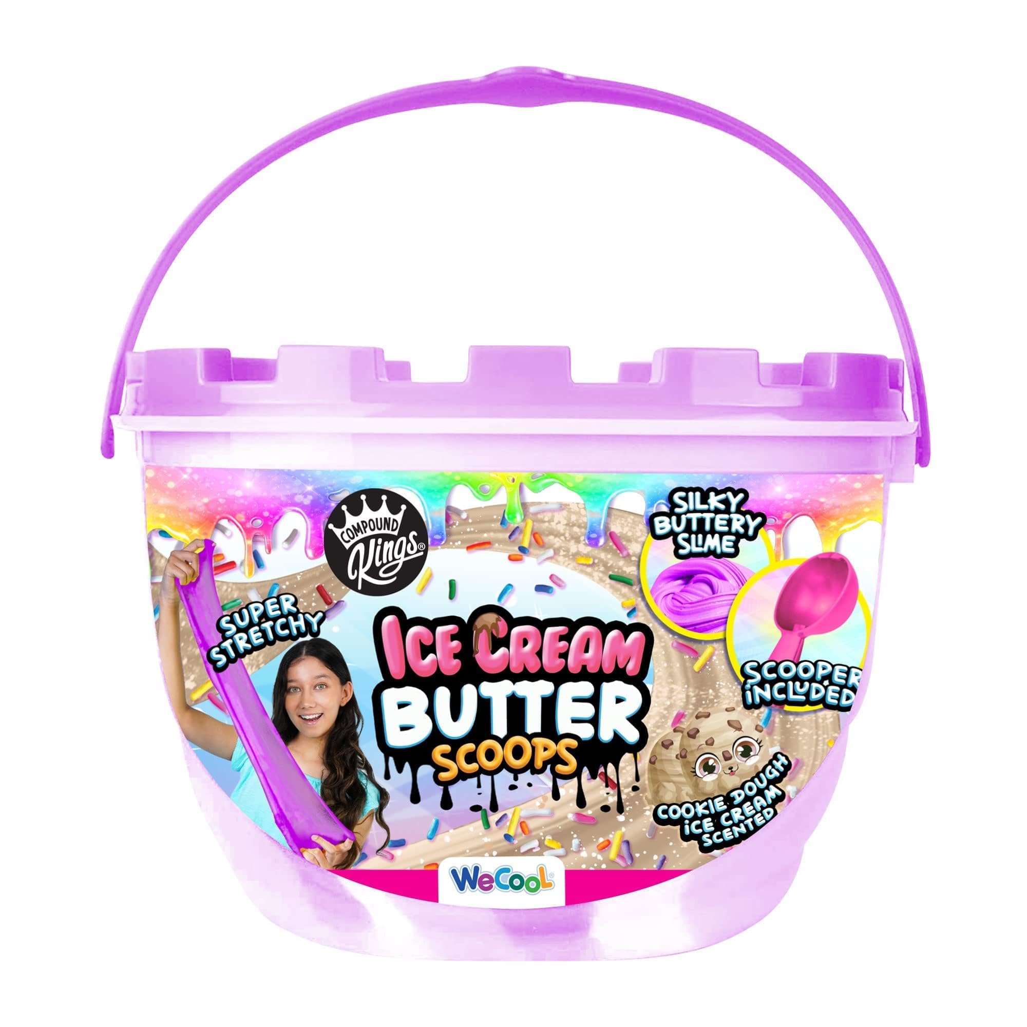 Compound Kings Ice Cream Butter Cloudz Scented Large Slime Bucket for Kids – Soft, Squishy, Non-Toxic Sensory Toy | Cookie Dough Scented Purple, Pink & White Swirl Gift Set