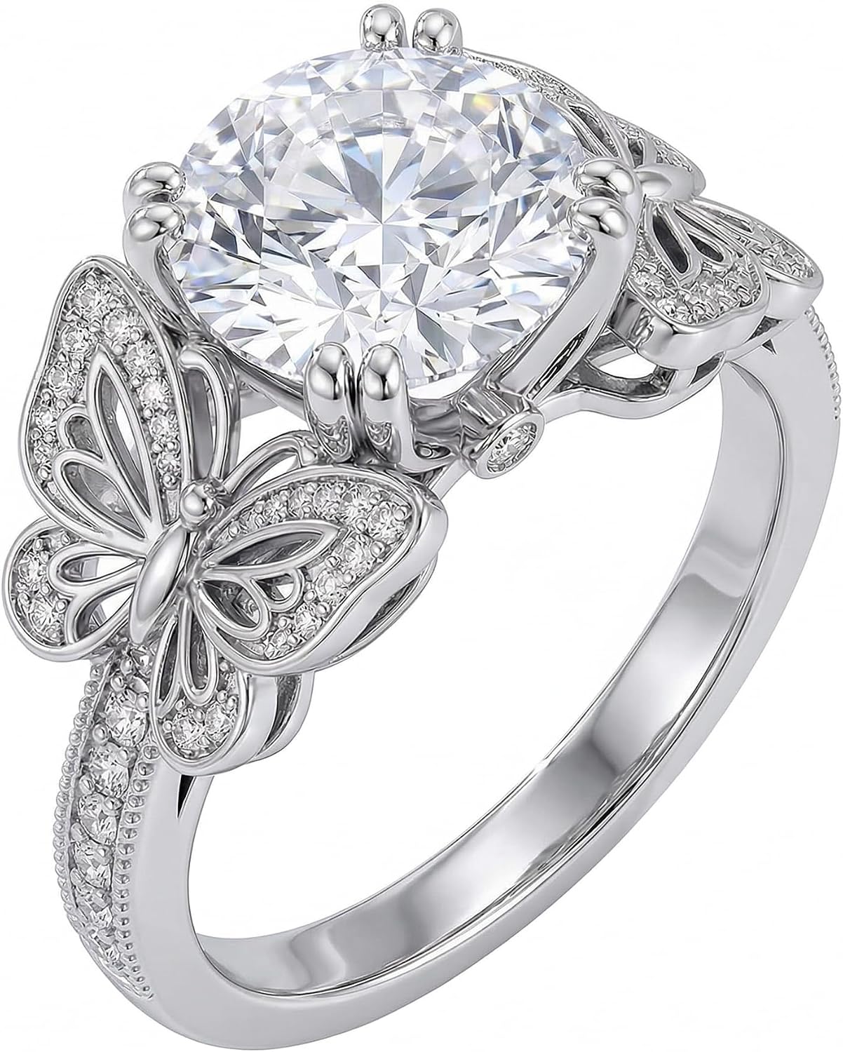 Butterfly Birthstone Ring 925 Sterling Silver Butterfly Personalized Birthstone Ring Customized Wedding Bands Engagement Rings for Women Personalized Anniversary Jewelry For Women Wife Friend