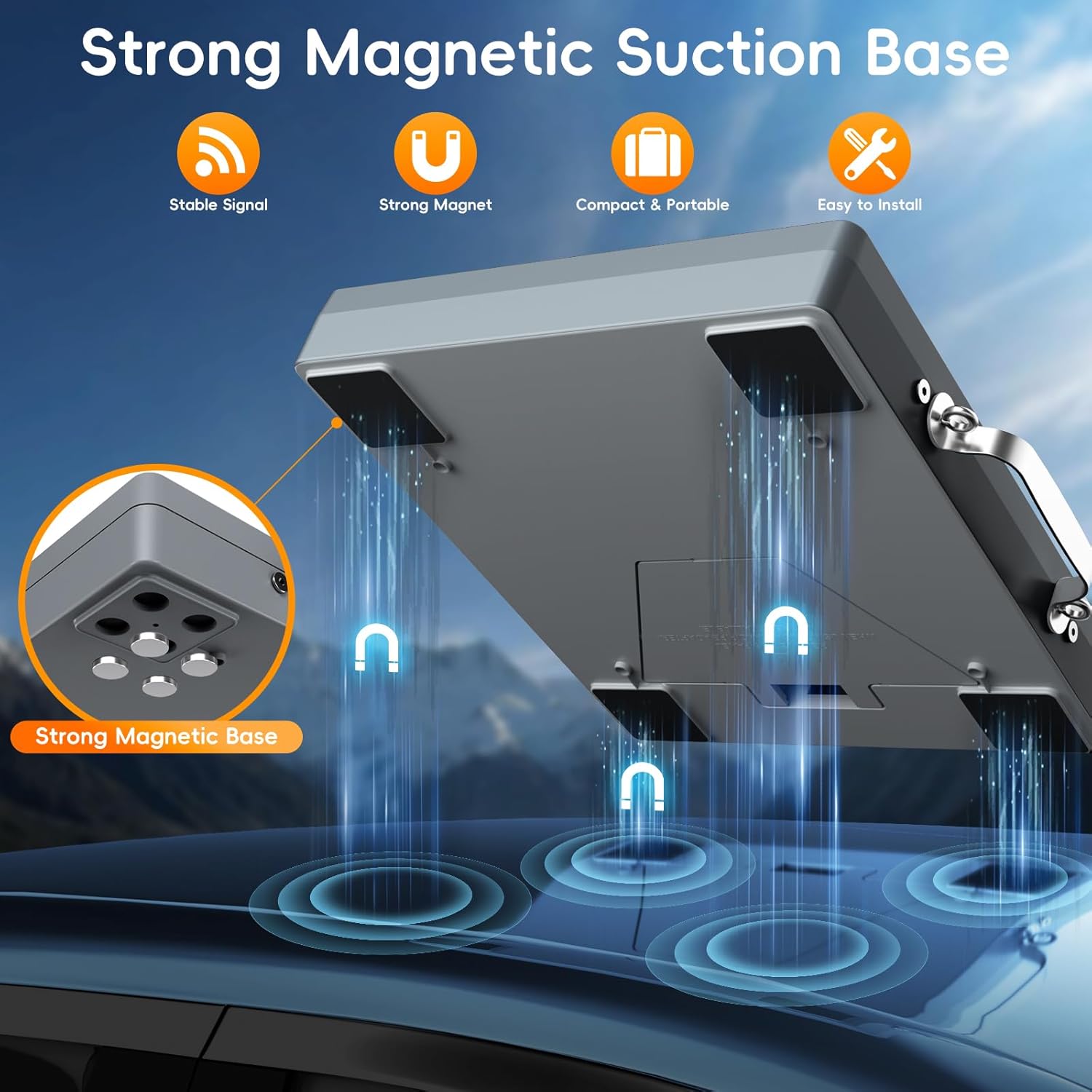 for Starlink Mini Magnetic Mount with Protective Case, 2 in 1 Satellite Dish Mounting Kit with 200lbs Magnet Bases Handle Shoulder Strap Carrying Portable Full Cover for RV Car Truck Boat Road Trip