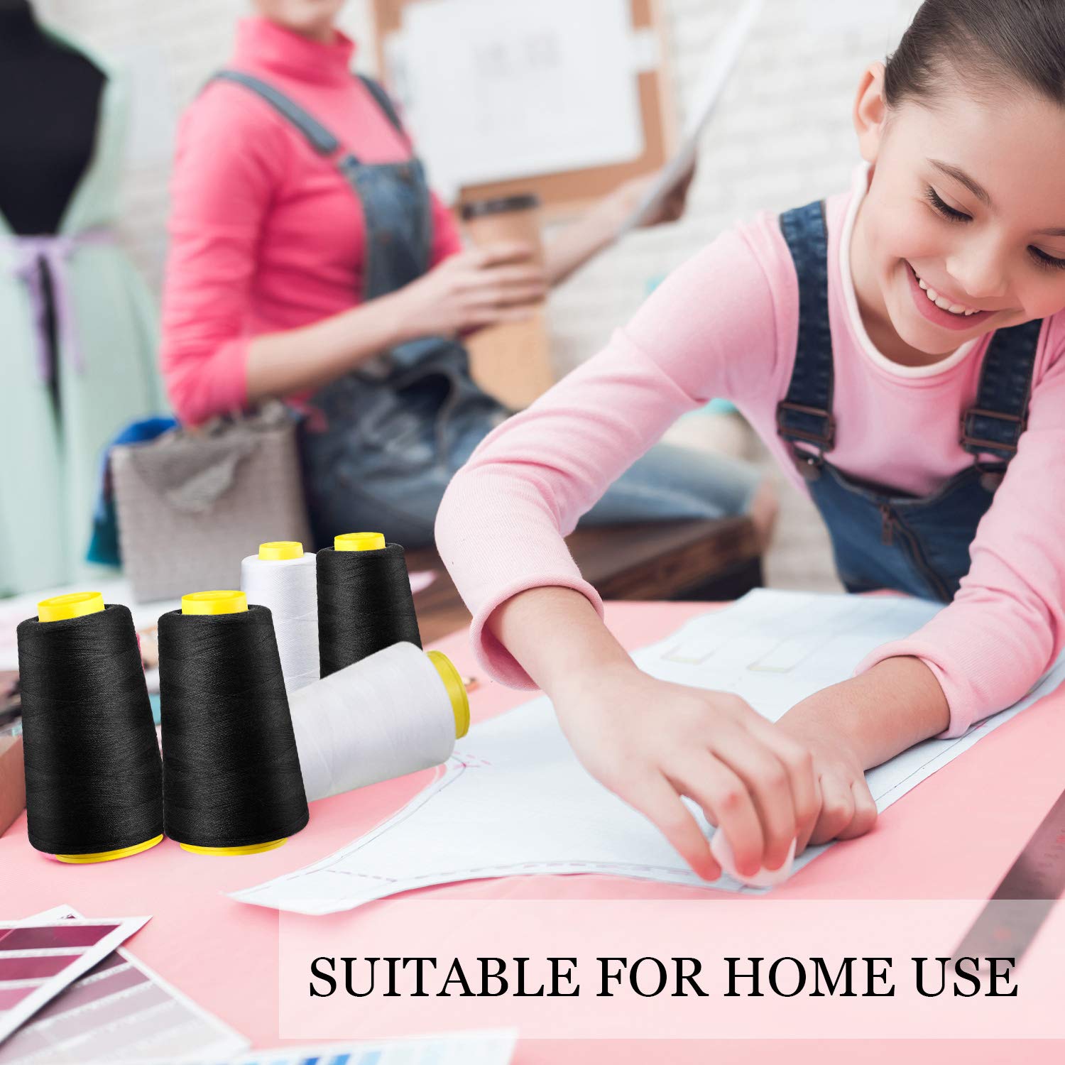 BBTO 6 Rolls 3000 Yard Each Serger Thread Cones Spool for Sewing Machine, Polyester Thread for Overlock Quilting