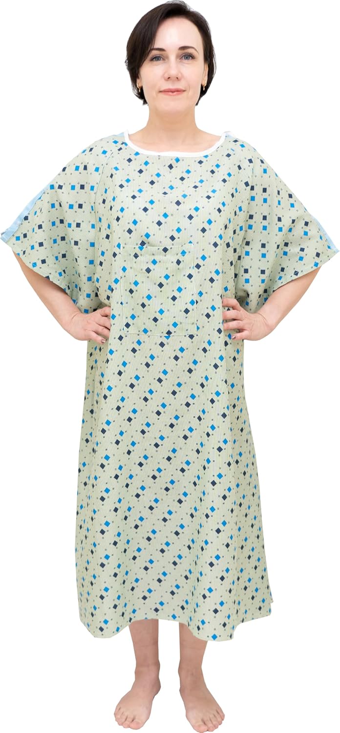 3-Pack 3XL Hospital Gowns with IV Snaps Telemetry Pocket – Unisex Oversized Reusable Patient Gowns for Men and Women – Comfortable Washable Medical Gowns