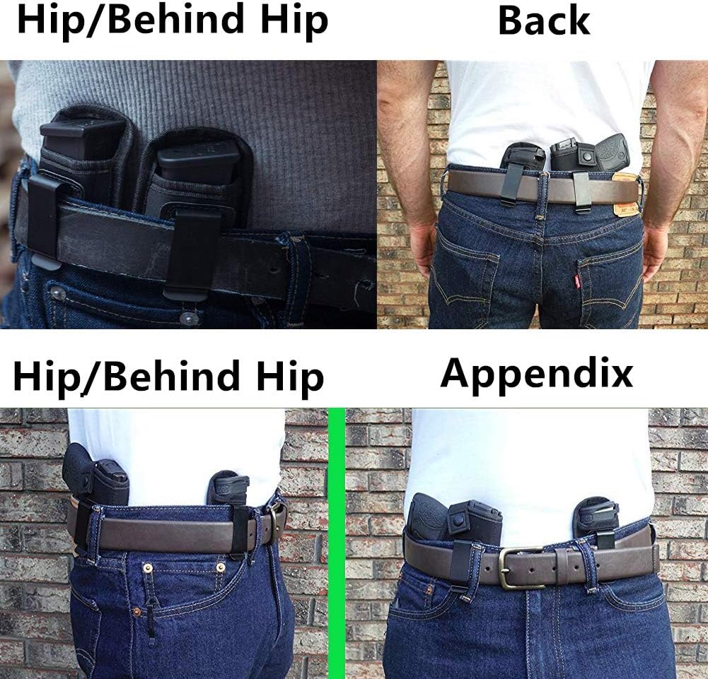 5-Pcak Universal Magazine Holster IWB Clip Concealed Carry 9mm .40 .45 | Mag Holster for Glock 26 43 Sig 1911 S&W M&P | Fits Any 7 10 15 Round Clips for All Pistols | Handgun Ammo Pouch : Sports & Outdoors