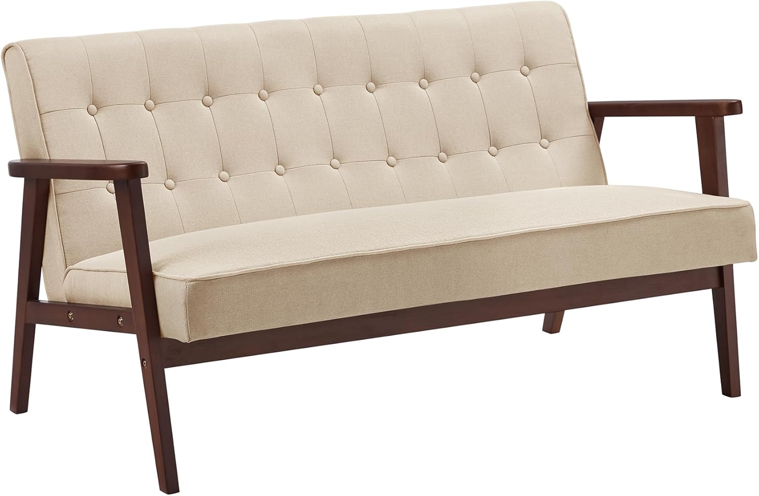 SONGMICS Loveseat Sofa, 2 Seater Cushioned Couch for Small Spaces, Mid-Century Modern 51.2-Inch Wide Seat with Solid Wood Armrests, Easy Assembly, for Living Room Bedroom, Sand Beige ULAC012M01 SONGMICS Loveseat Sofa, 2 Seater Cushioned Couch for Small Spaces, Mid-Century Modern 51.2-Inch Wide Seat with Solid Wood Armrests, Easy Assembly, for Living Room Bedroom, Sand Beige ULAC012M01