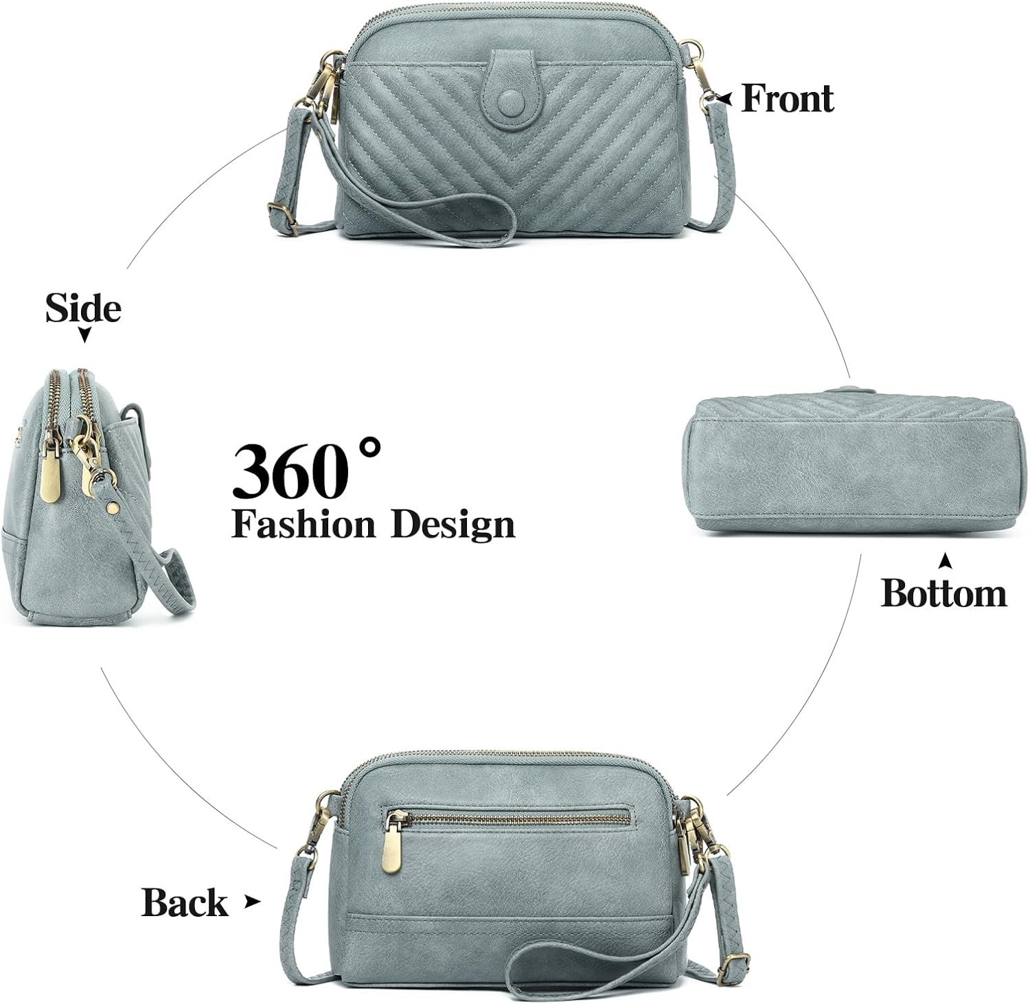 GAEKEAO Crossbody Bags for Women Small Genuine Leather Shoulder Purse Cross Body Bag with Wristlet Top Zipper - Image 3