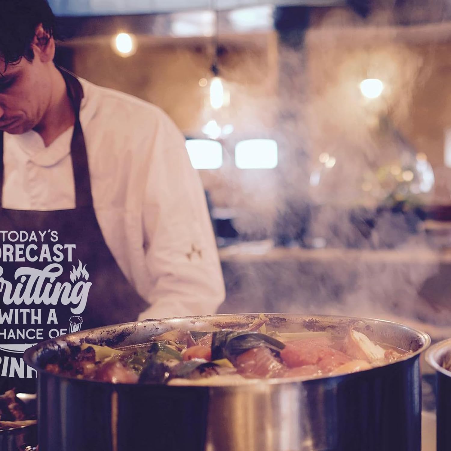 Funny Cooking Aprons for Women Men with Pocket, Grill Apron with Adjustable Neck Strap, Birthday Gift for Dad Mom - Image 5