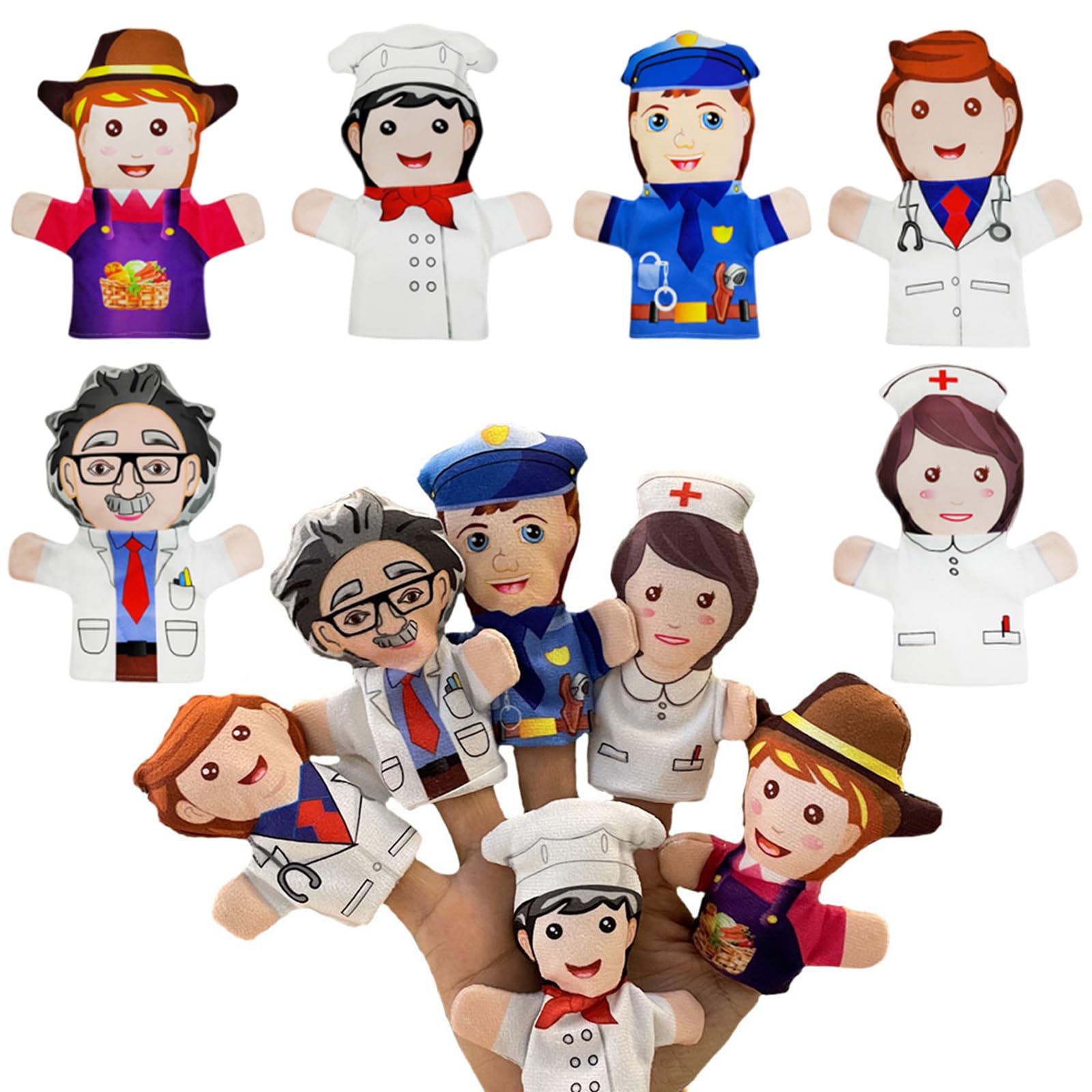 6 Pcs Finger Puppets, Puppets For Boys & Girls, Mini Plush Figures Toy Assortment Hand Puppet Novelty Gifts Christmas, Finger Doll Puppet Show Props Hand For Shows