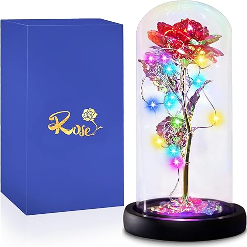 Miniatura 10 de Regalos de flores de rosa de cristal eternas para cumpleaños - Regalos para mujeres para su aniversario, día de San Valentín, día de la madre, Una
