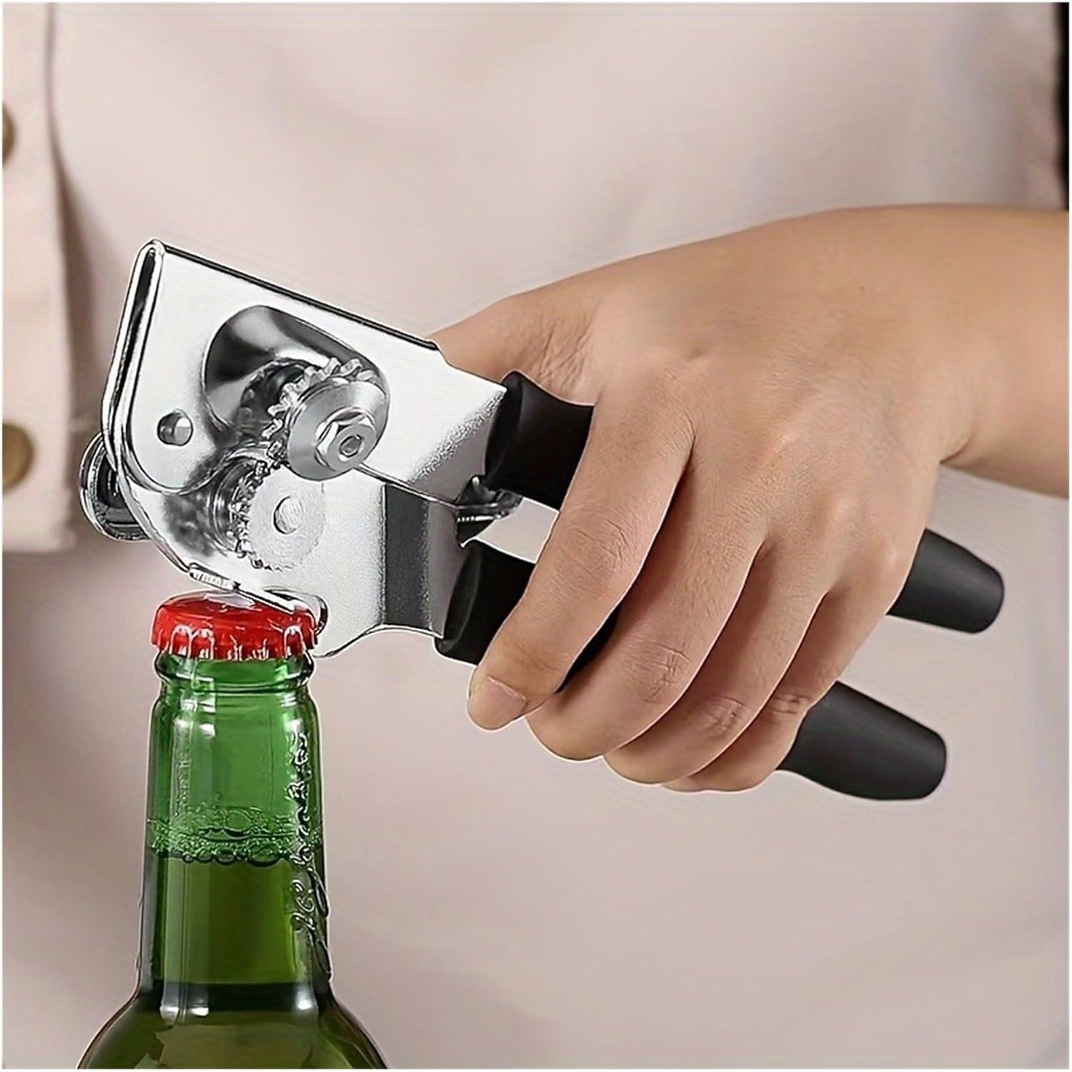 1pcs Manual Can Opener With Extra Long Comfortable Handle & For Large Knob