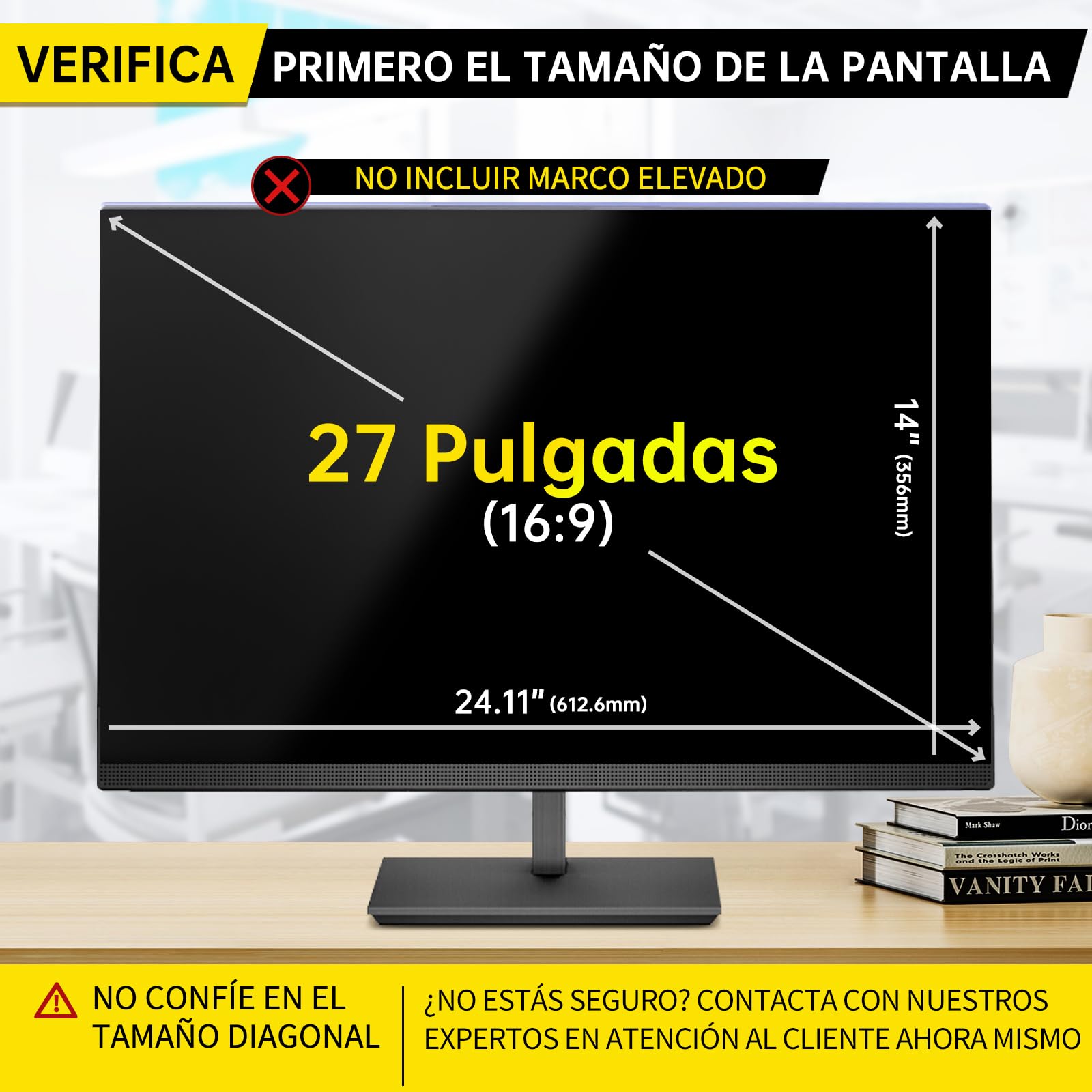 Filtro de Privacidad Colgante para Monitor de 27 Pulgadas (16:9) - Privacidad Avanzada, Anti-Luz Azul, Fácil Instalación, Reduce Reflejos y Fatiga Ocular, Compatible con Monitor Multimarca