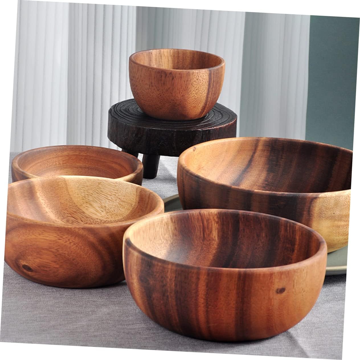 OUNONA Wooden Food Bowl Original Wood Bowl for Salad and Storage Design Kitchen Supplies