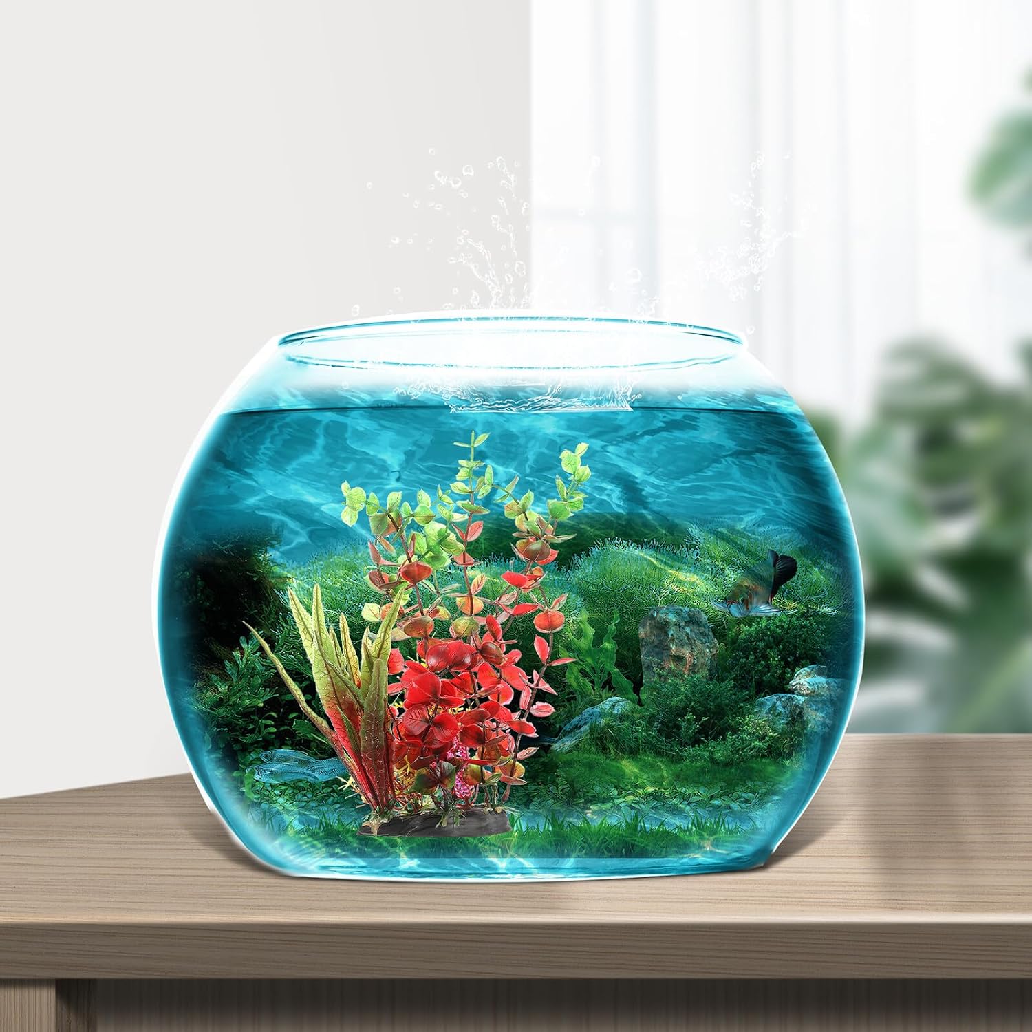 SEWACC 2pcs Plastic Fake Aquarium Plants Compact Decorative Aquarium Decor for Fish Tanks Household Aquatic Plant Accessories for Freshwater