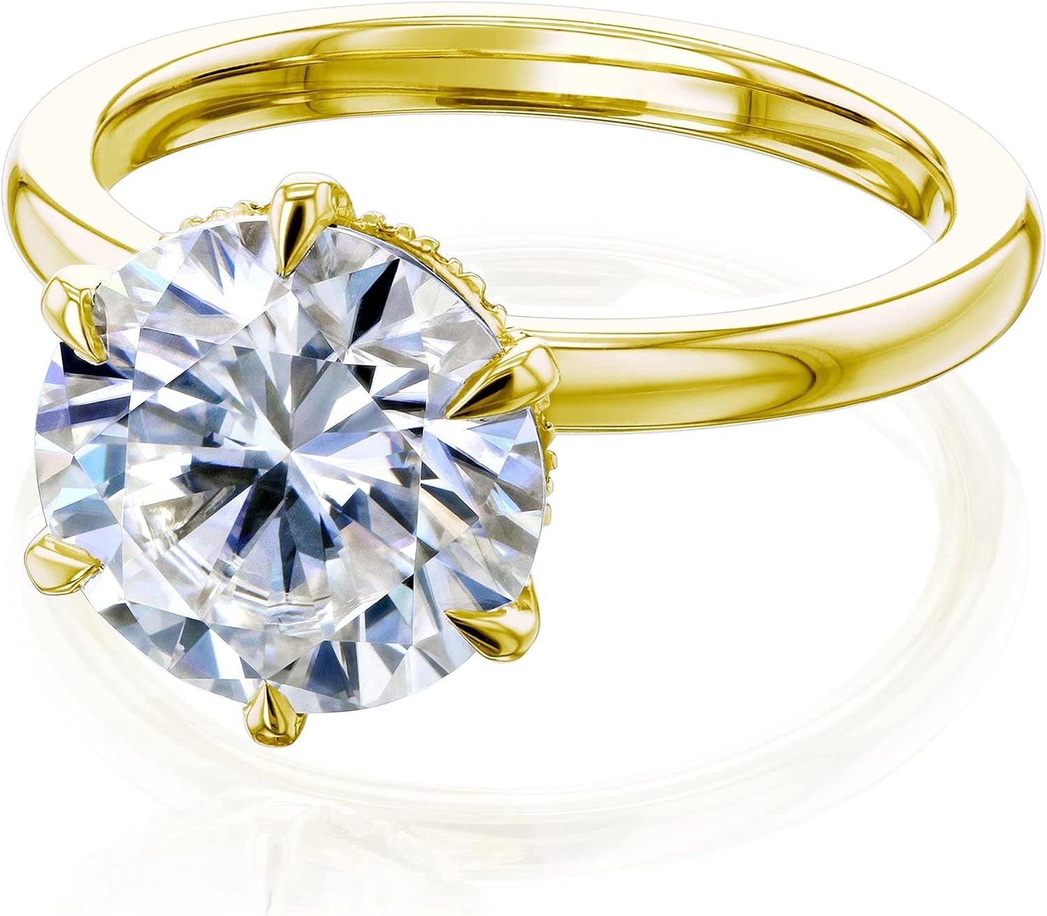 Kobelli Round 9.5mm Moissanite Rosemarie Ring 14k Gold