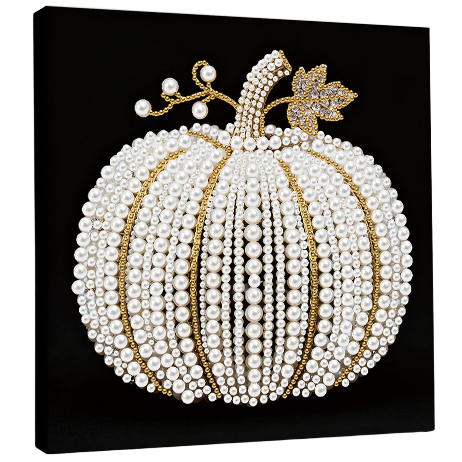 Pumpkin DIY Pearl Painting Kit for Adults Home Wall Decor 25x25cm with Frame