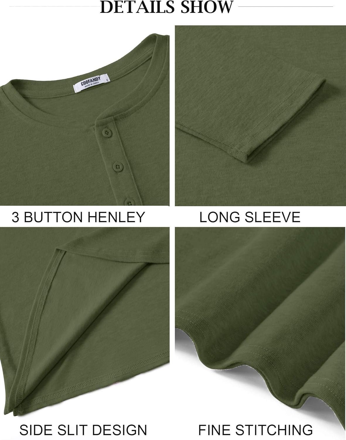 COOFANDY Mens Henley Shirts Long Sleeve Casual Pullover Shirt Fashion Button T-Shirt - Image 6