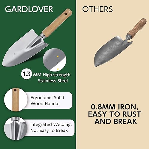 Miniatura 3 de Juego de herramientas de jardinería de 10 piezas, juego de herramientas de jardín de acero inoxidable resistente, herramientas de mano con bolsa