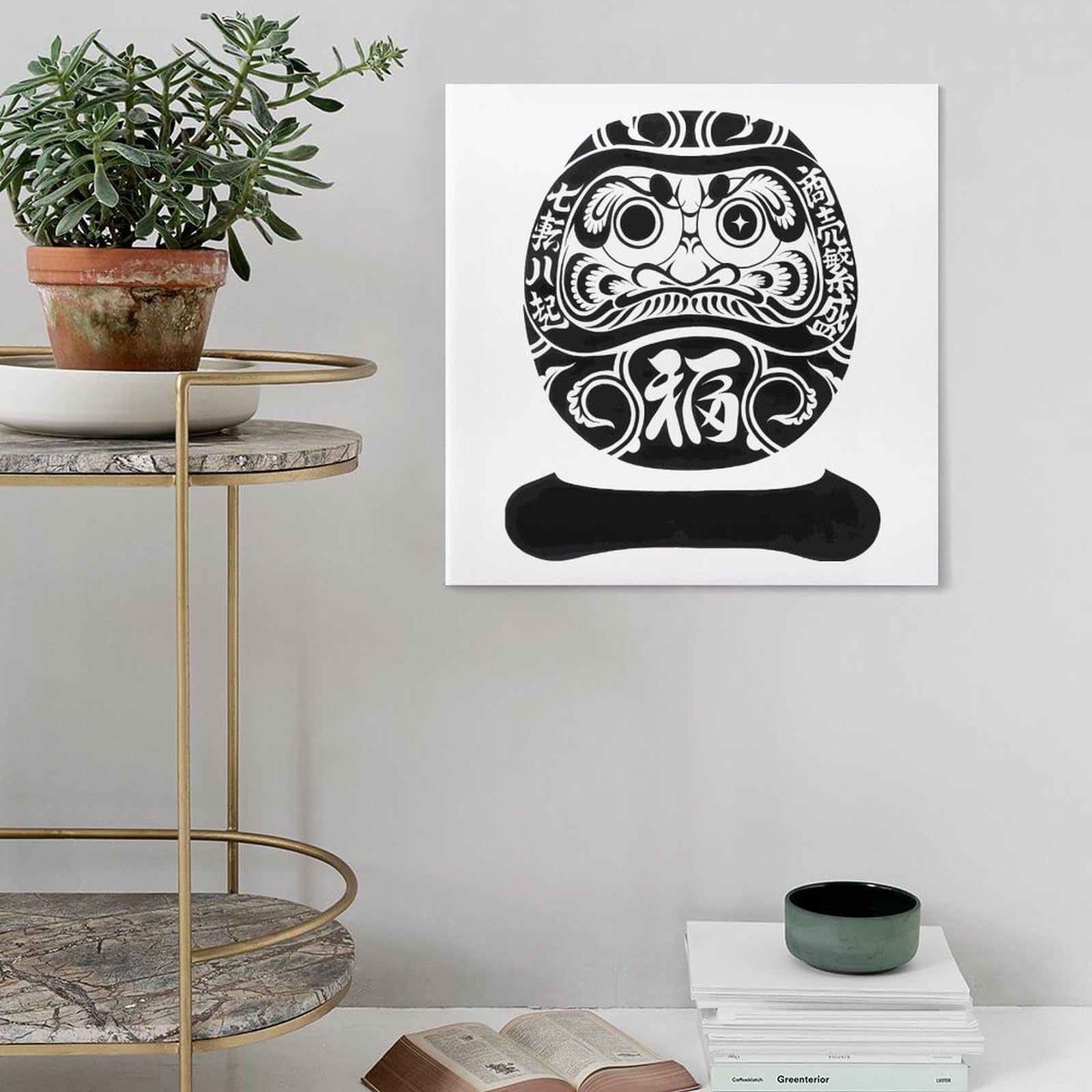 Amazon.co.jp: 壁アート 福だるま 縁起物だるま 木枠付き 装飾画 壁画