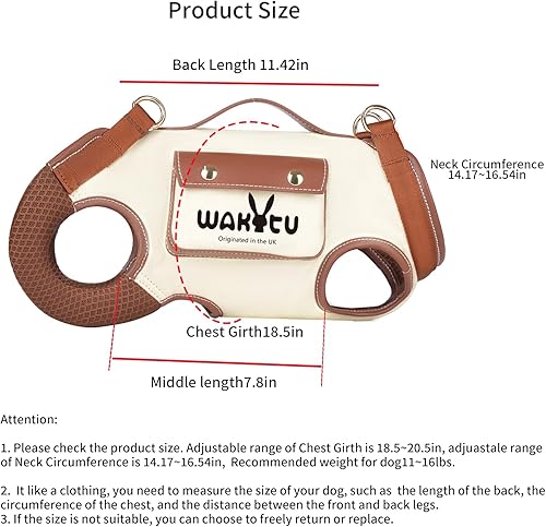 Miniatura 2 de Wakytu Arnés de elevación para perros, arnés VES ajustable para perro con bolsa pequeña para golosinas para cachorros