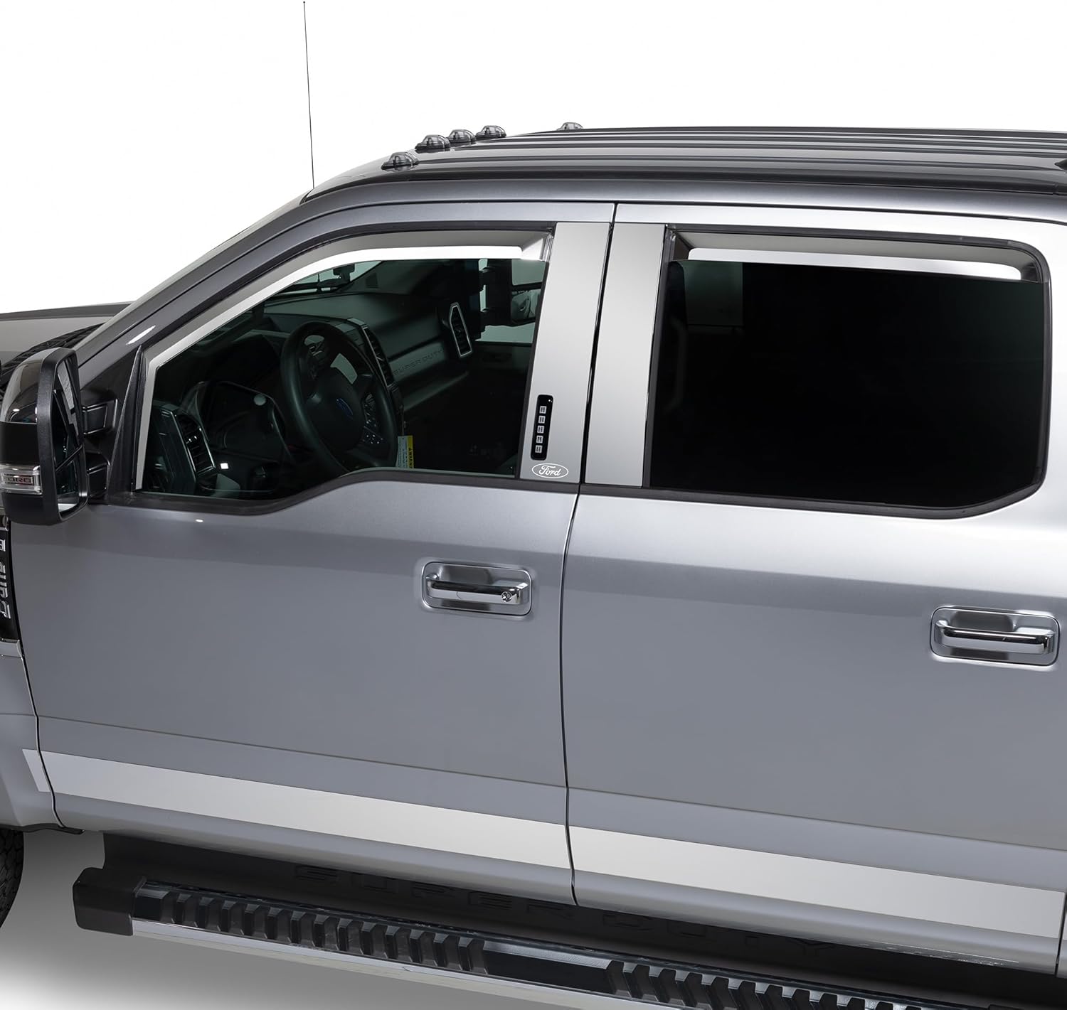 Putco Element Chrome Window Deflectors Fits Ford F150 21-26 / Ford F250 F350 F450 F550 24-26 SuperCrew - Set of 4 - in Channel Install