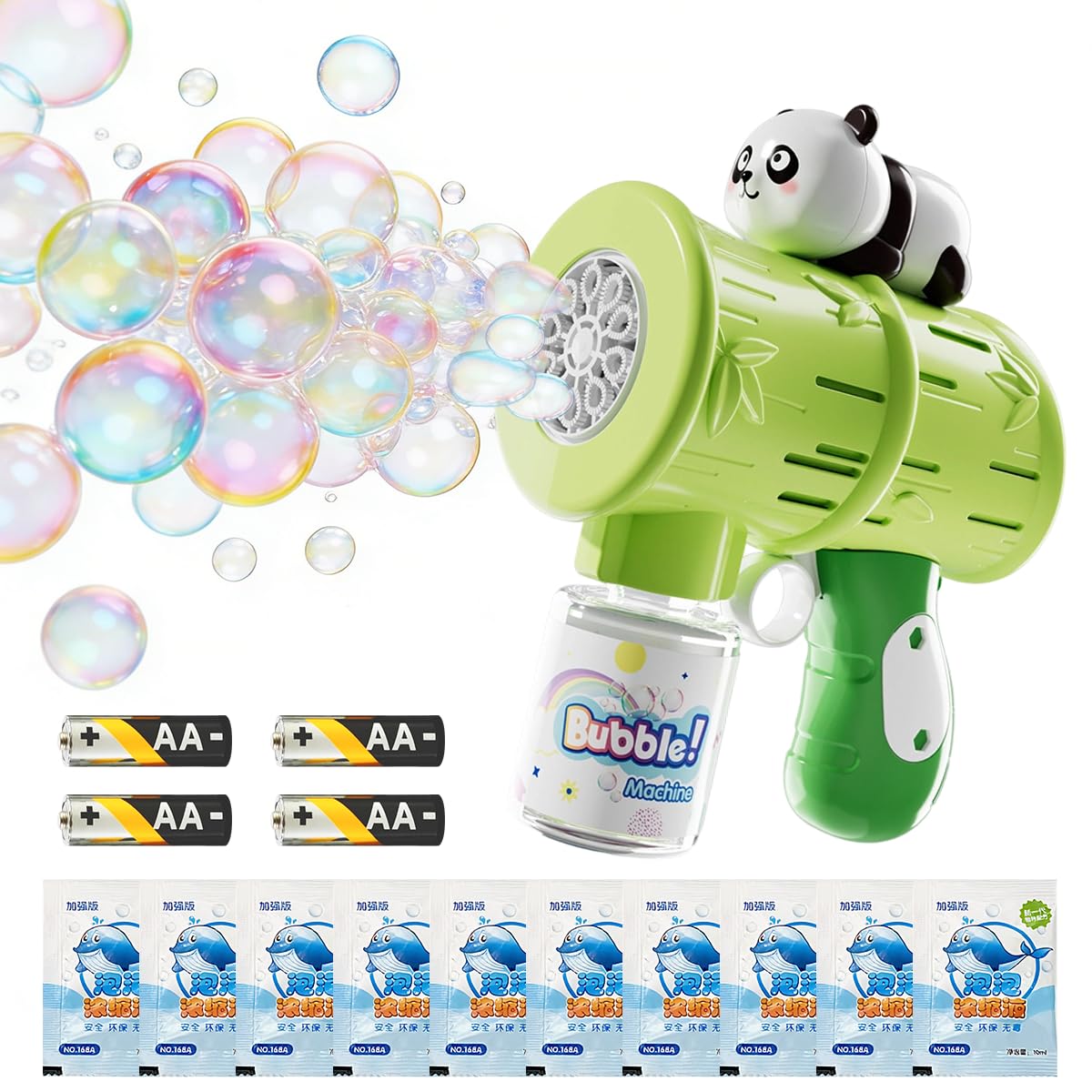 Panda Seifenblasenpistole, Seifenblasenmaschine mit 10 Nachfüll-Lösung Automatische Seifenblasenpistole Automatisch Seifenblasen Pistole Maker Seifenblasenpistolen Sommer Seifenblasens Machine
