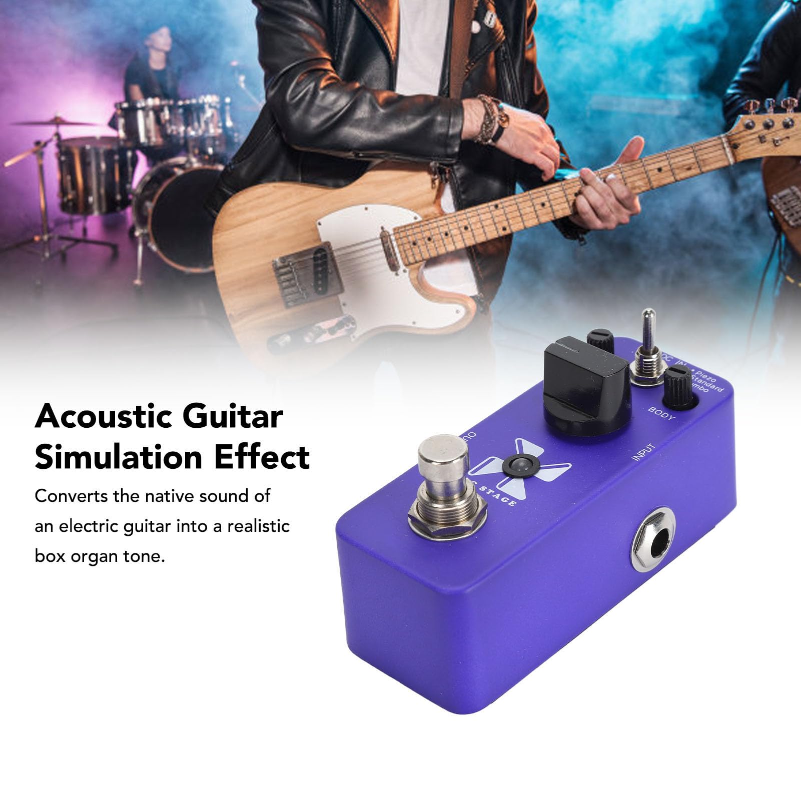 Pédale D'effet de Simulation de Guitare Acoustique en Alliage D'aluminium, 3 Modes D'effets, Mini, Coque Métallique à Large Application, pour la Pratique Quotidienne