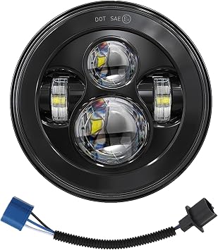 7 inch Motorcycle LED Headlight for Harley Davidson Fat boy Street Glide Heritage Softail Road King Switchback Electra Glide Ultra Classic Chrome,Indian,Yamaha,Suzuki Triumph