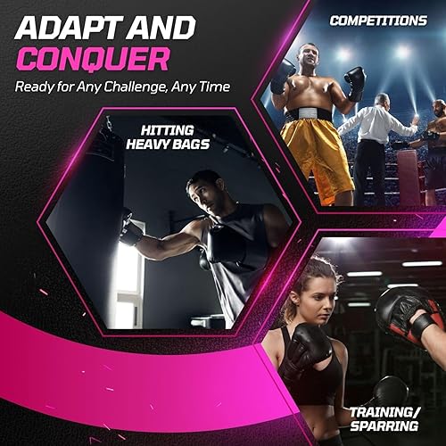 Miniatura 8 de Flexzion Guantes de entrenamiento de boxeo para boxeo, Muay Thai, Kickboxing, bolsa pesada, guantes de boxeo, muñequera, combate de contacto