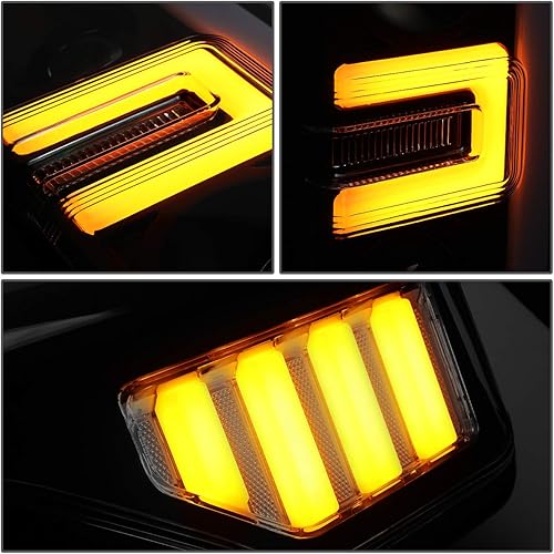 Miniatura 4 de DNA MOTORING HL-LB-F25018-BK-CL1 Faros delanteros de doble proyector negros con LED DRL compatible con F-250 F-550 SD 17-19