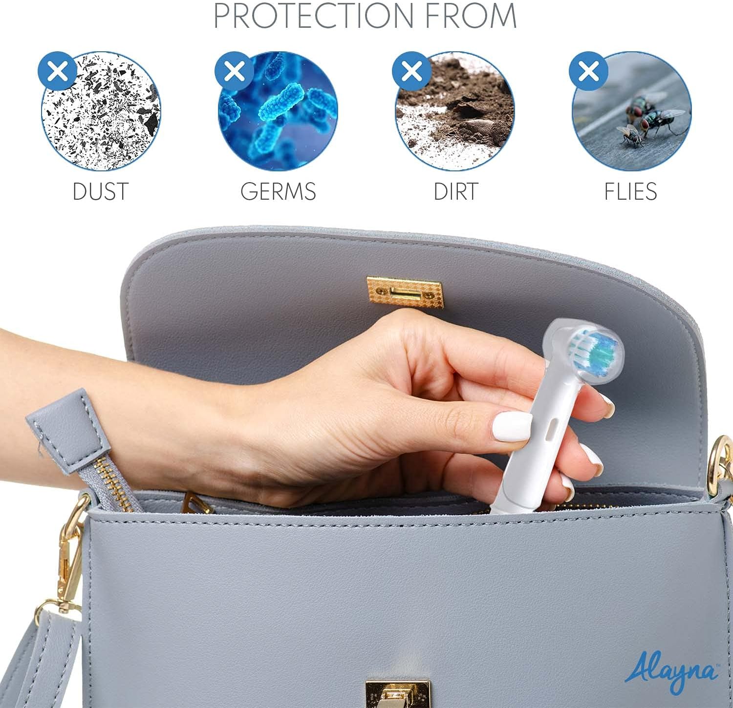Oral B Compatible Replacement Brush Head Protection Cover Caps- 4 Pk – Keep Your Electric Toothbrush Heads Dust & Germ Free- Great for Travel & Everyday Use- Case Contributes to Sanitary Health