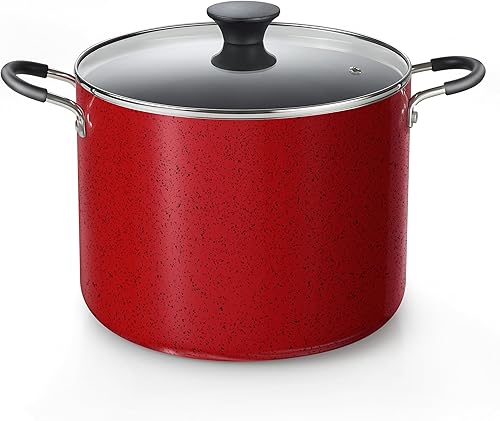 Miniatura 10 de Cook N Home Olla antiadherente con tapa de 6 cuartos de galón, olla de cocción profunda profesional utensilios de cocina cacerola con tapa de Negro