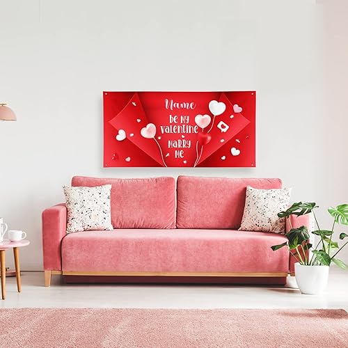 Miniatura 125 de Cartel de fondo personalizado para el día de San Valentín, decoración de San Valentín, letrero de vinilo con texto en inglés "Be My Valentine