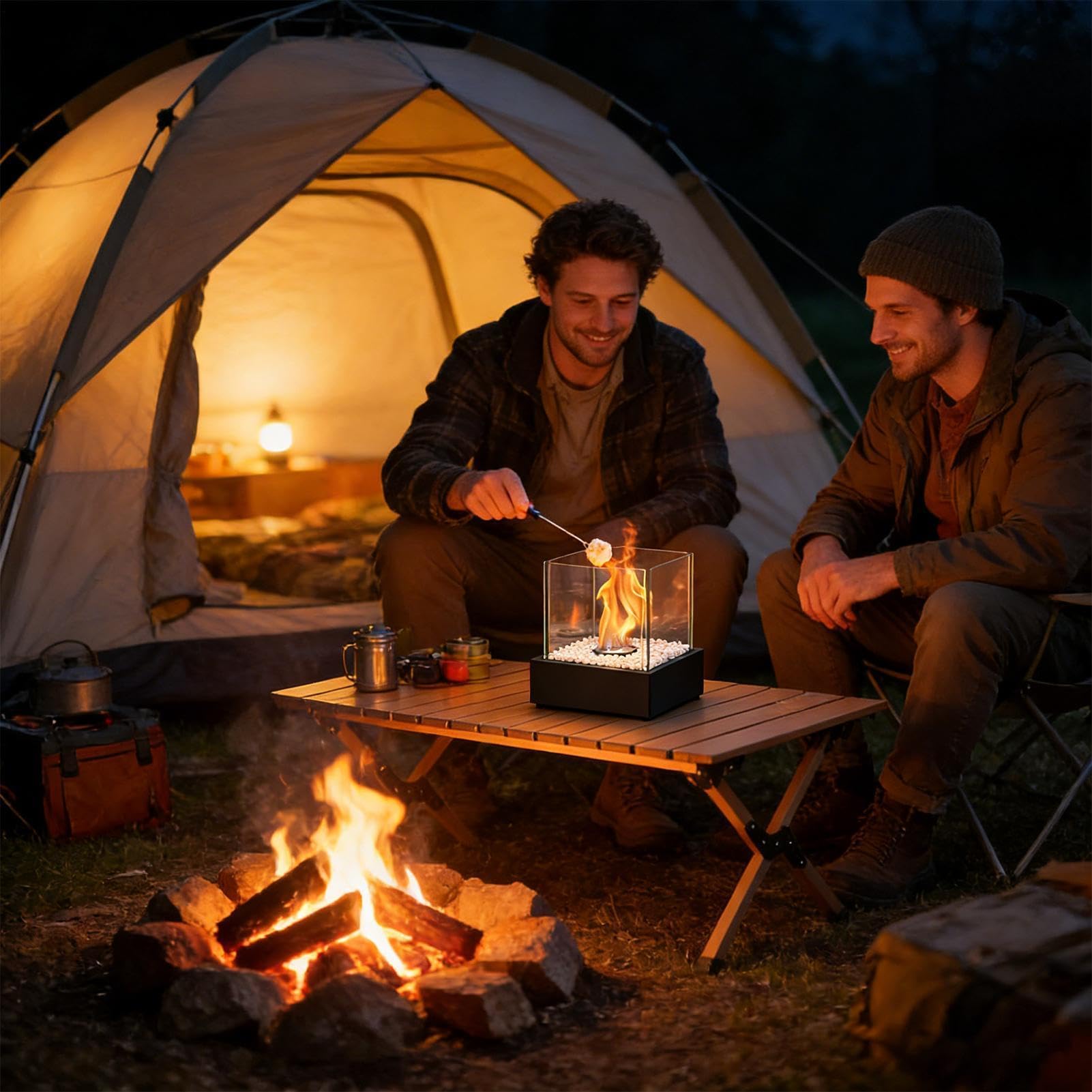 Outdoor Kompakte Tischfeuerschale, Verwendung Tischfeuerschale, Quadratische Tischfeuer, Tragbarer Tischfeuer Für Die Verwendung, Für Camping Garten Zuhause