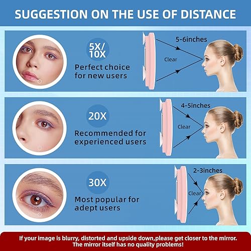 Miniatura 6 de Espejo de aumento de 20 aumentos con luz, espejo de aumento de maquillaje de 6 pulgadas con 3 luces de color atenuación 20x espejo de maquillaje con