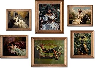 Eclectic Wall Art Decor Black Women Reading Canvas Prints Set Of 6 Afric...