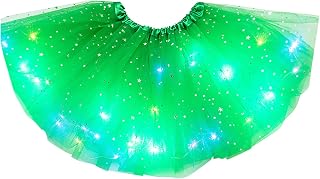 Classic Layered Tulle Skirt for Women LED Light Neon Mini Skirts Elastic Low-Waist Dance Skirt Sparkly Short Skirts